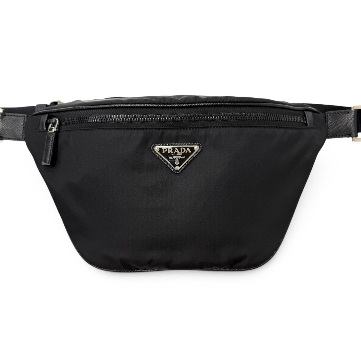 Prada Triangle Logo Re-Nylon Saffiano Leather Belt Bag Black