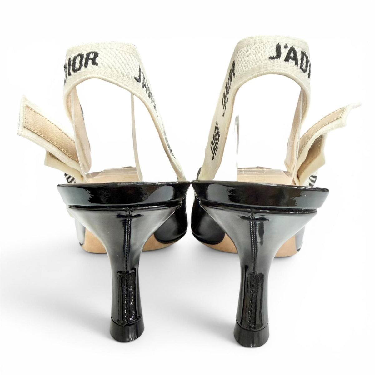 Dior J'adior Slingback Pumps Patent Leather Pointed Toe Black Heels — view 4