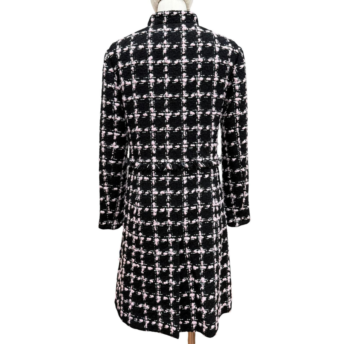 Chanel Wool Coco Buttons with Fringe Tweed Coat Black Pink 34 — view 4