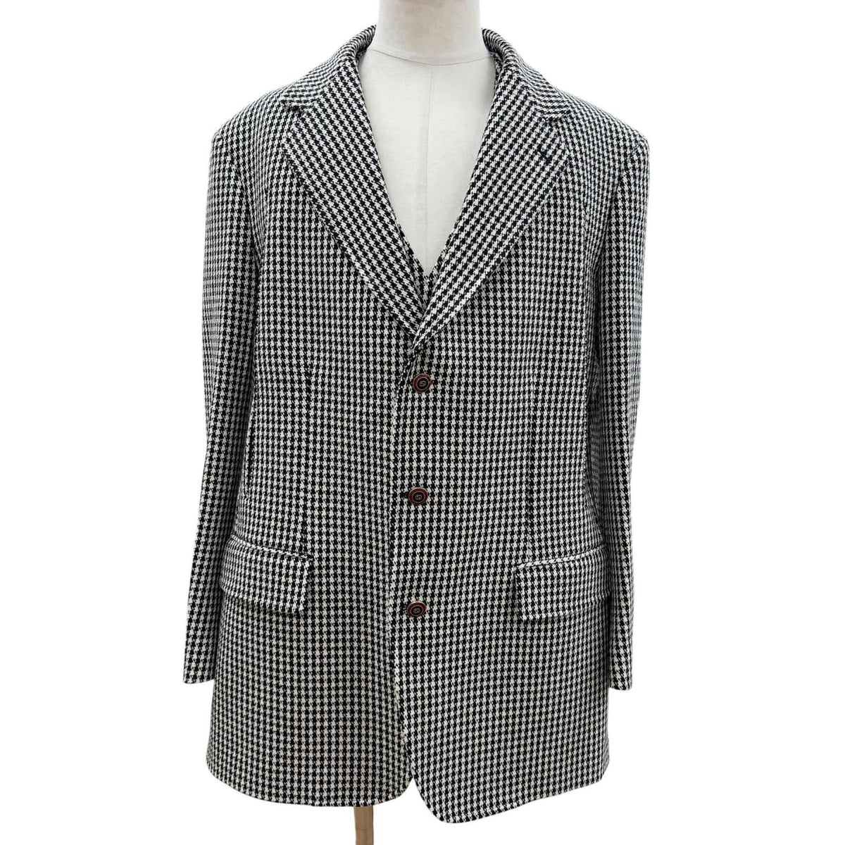 Gucci Cashmere Mixed Interlocking G Button Houndstooth Pattern Vest Set