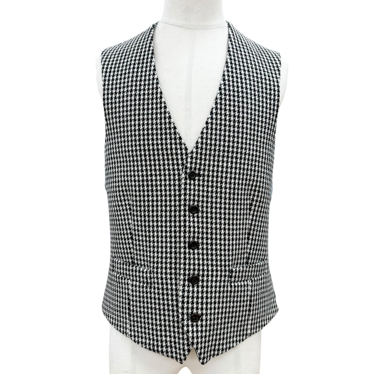 Gucci Cashmere Mixed Interlocking G Button Houndstooth Pattern Vest Set — view 6