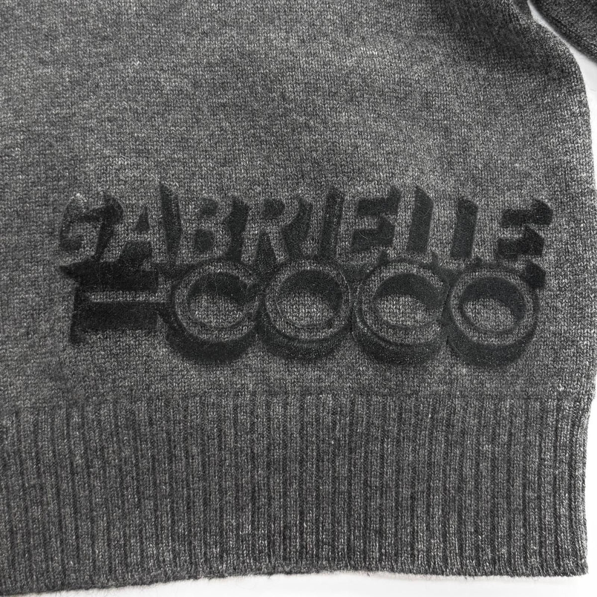 Chanel Cashmere 100% CC Logo Plate Gabrielle Coco V-neck Long Sleeve Knit Gray — view 5