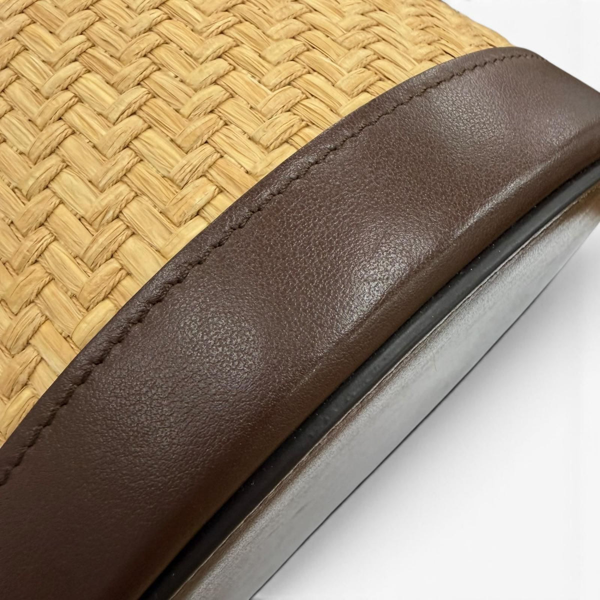 Celine Tambour Raffia Medium Triomphe Shoulder Bag Natural Brown — view 8