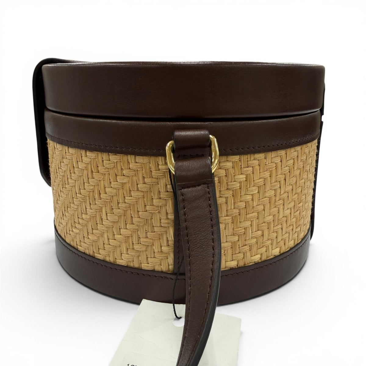 Celine Tambour Raffia Medium Triomphe Shoulder Bag Natural Brown — view 5