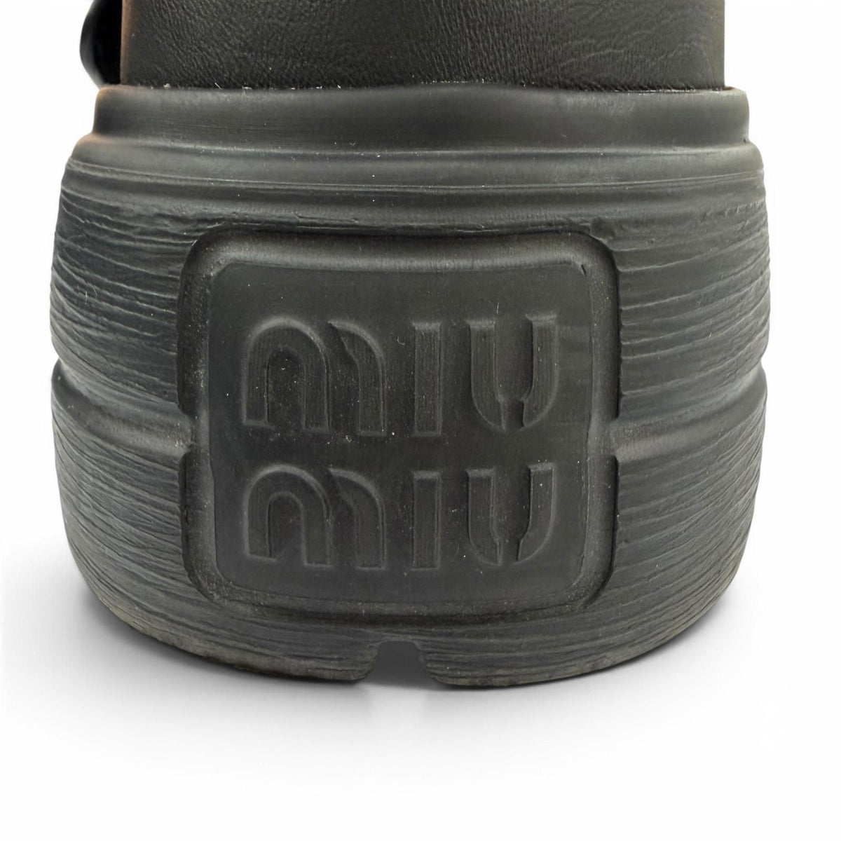 Miu Miu Leather Chunky Sole Logo with Belt Sandals Black — view 8