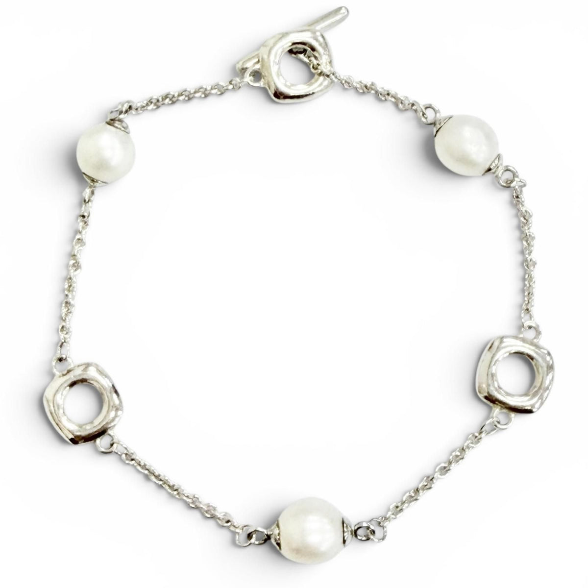 Tiffany & Co Square Anchor Chain Fresh Water Pearl Bracelet