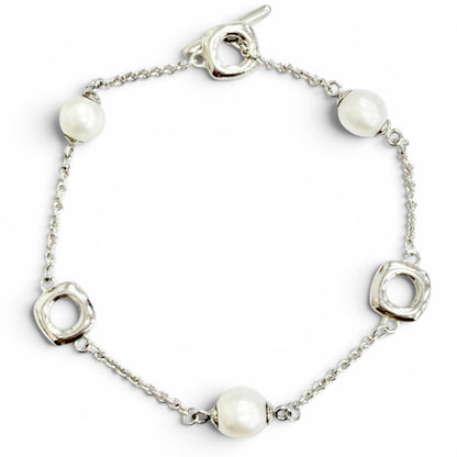 Tiffany & Co Square Anchor Chain Fresh Water Pearl Bracelet