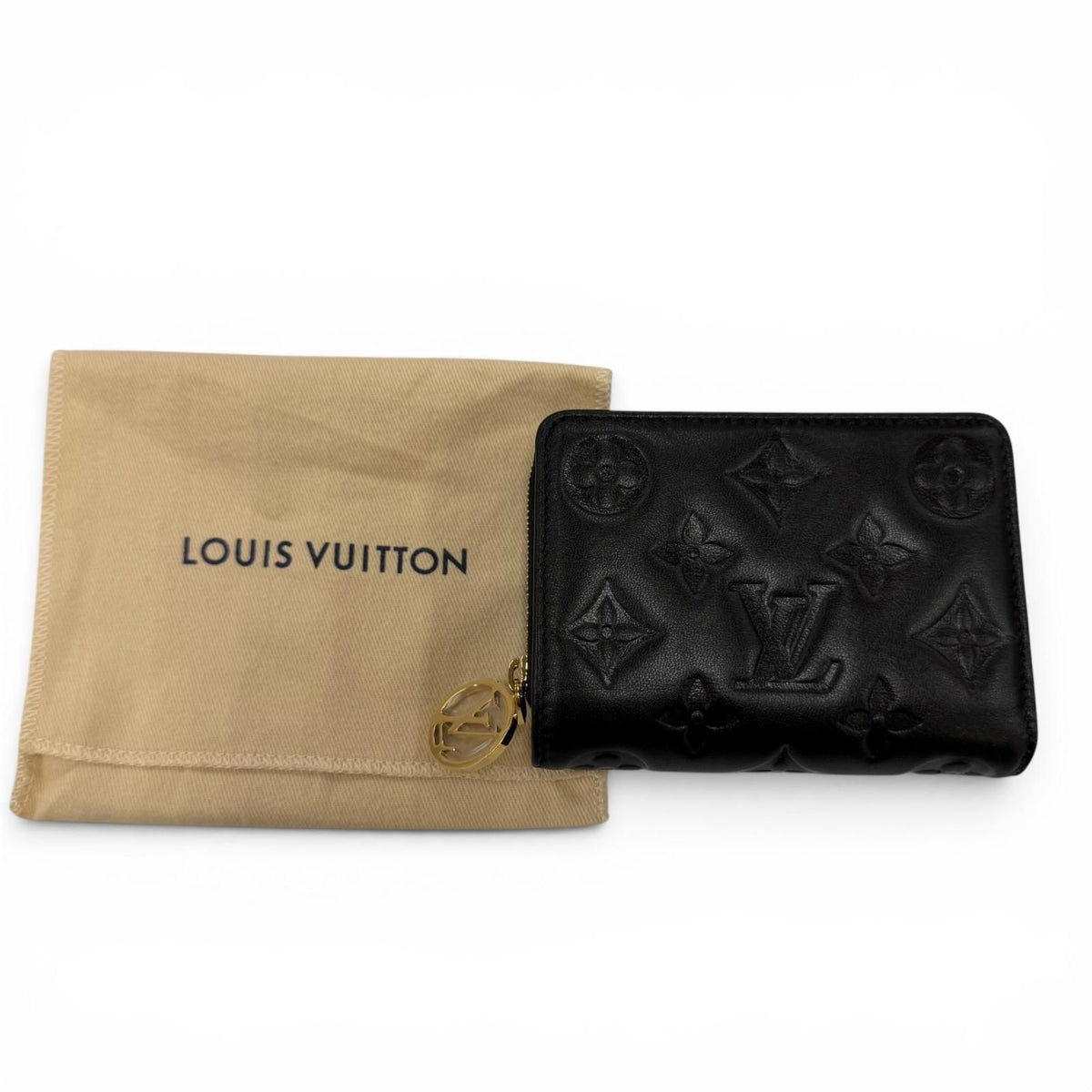 Louis Vuitton Portefeuille Lambskin Monogram Compact Wallet Black — view 2