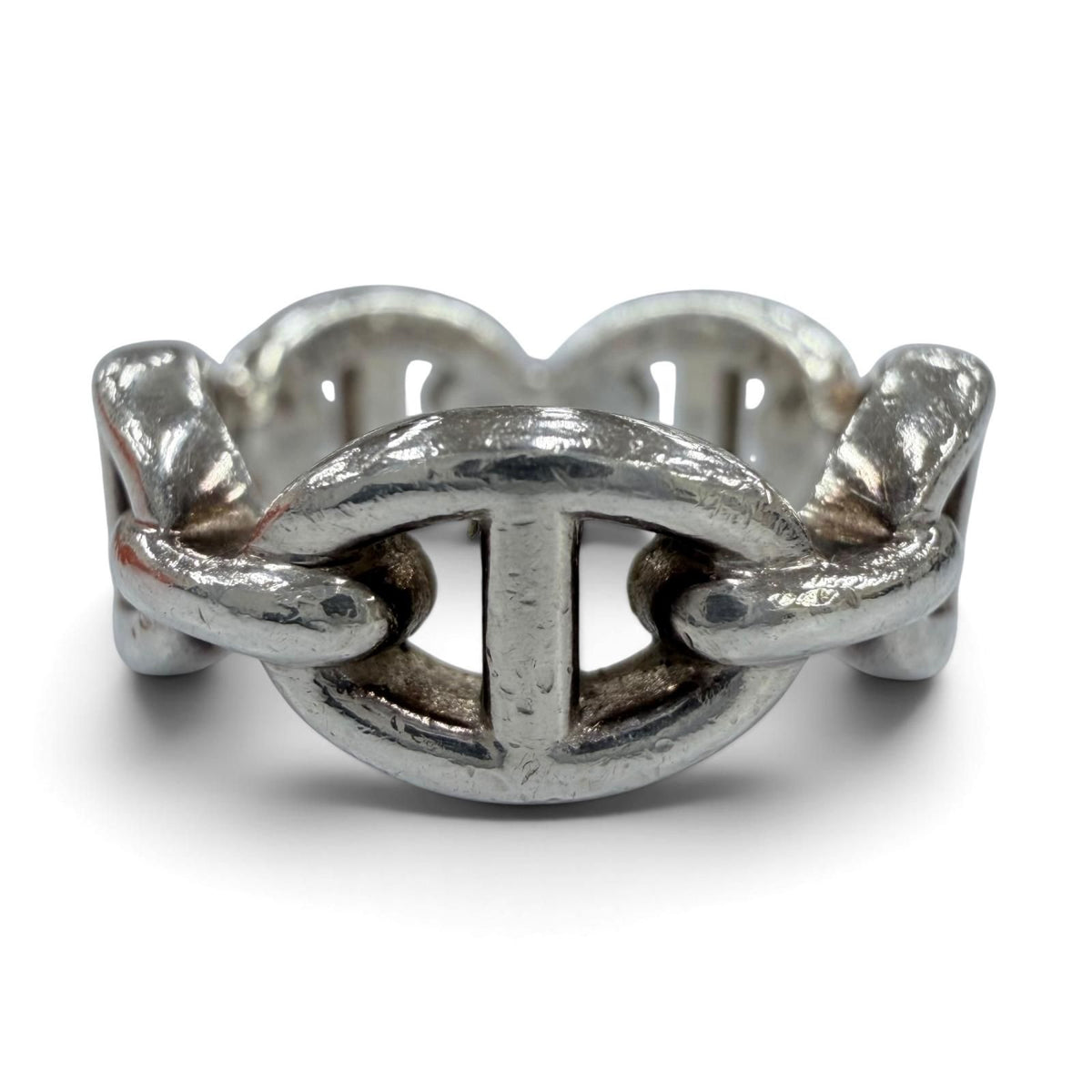 Hermes Enchainee PM Chaine D'ancre Ring Silver
