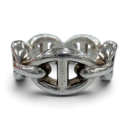 Hermes Enchainee PM Chaine D'ancre Ring Silver