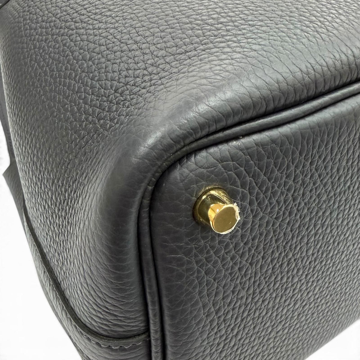 Hermes Picotin Lock PM 18 Canvas Taurillon Clemence Gold Handbag French — view 8