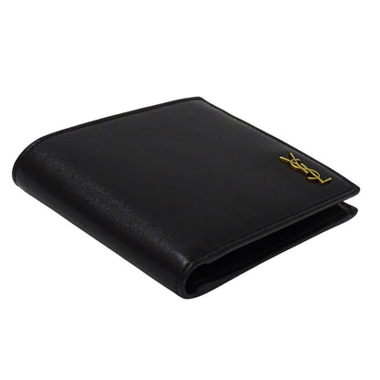 Saint Laurent Wallet Bifold Leather Tiny Cassandra Black Gold Everyday — view 4