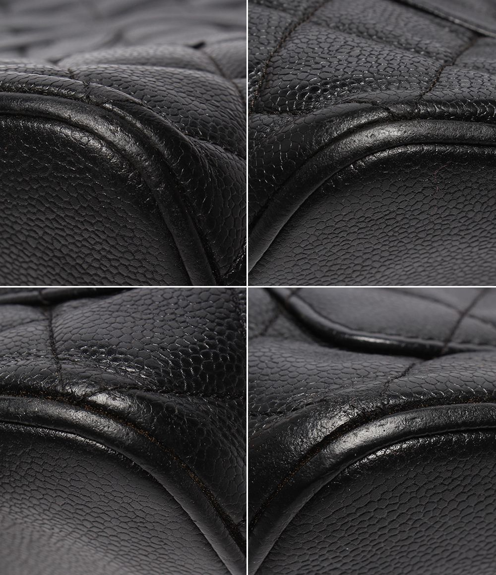 Chanel Tote Bag Silver Quilted Caviar Leather Reprint CC Logo — view 5