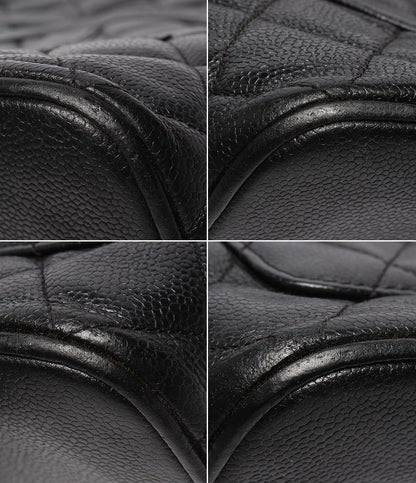 Chanel Tote Bag Silver Quilted Caviar Leather Reprint CC Logo — view 5