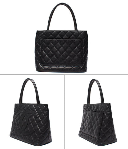Chanel Tote Bag Silver Quilted Caviar Leather Reprint CC Logo — view 2
