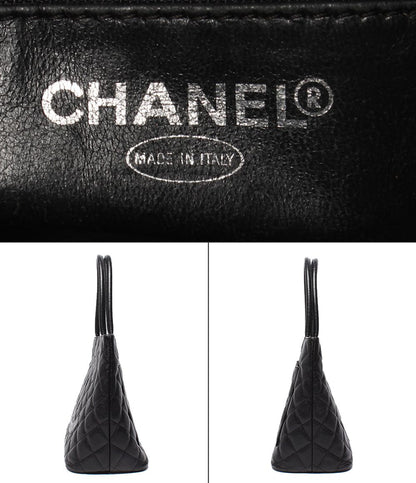 Chanel Tote Bag Silver Quilted Caviar Leather Reprint CC Logo — view 4