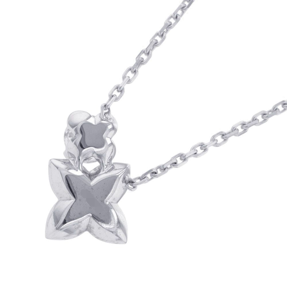 Louis Vuitton Necklace LV Diamond Pendant Double Round Center Stone Total 18k — view 3