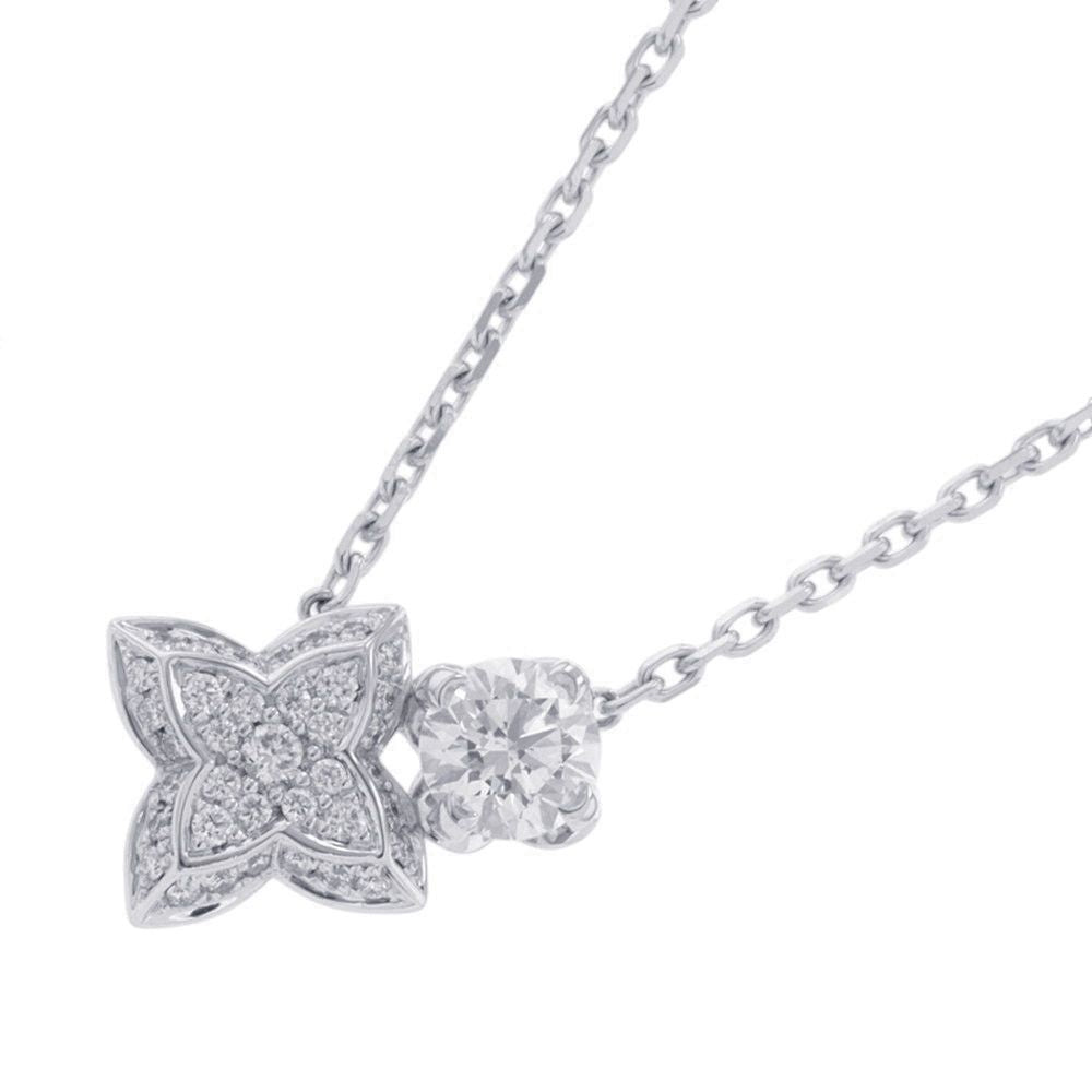 Louis Vuitton Necklace LV Diamond Pendant Double Round Center Stone Total 18k