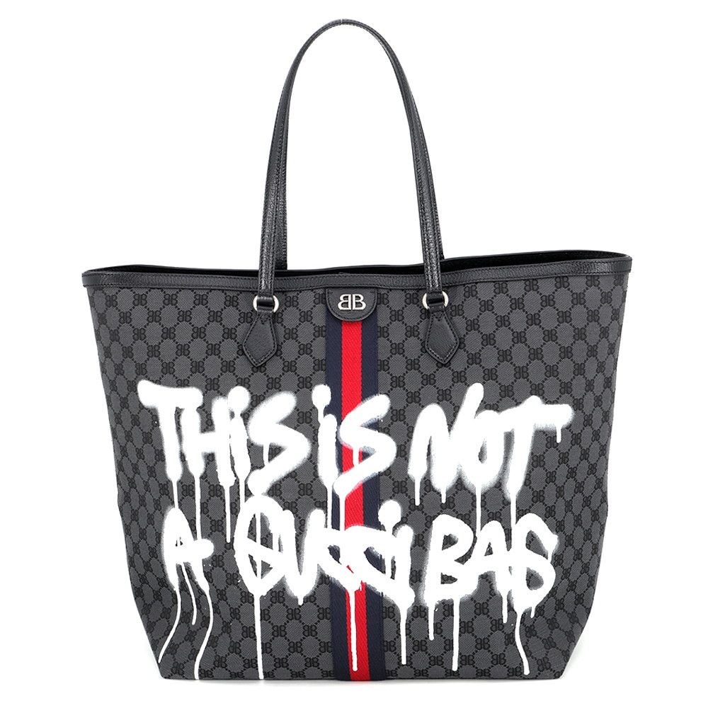 Gucci Tote Bag Collaboration the Hacker Project Graffite Large Black