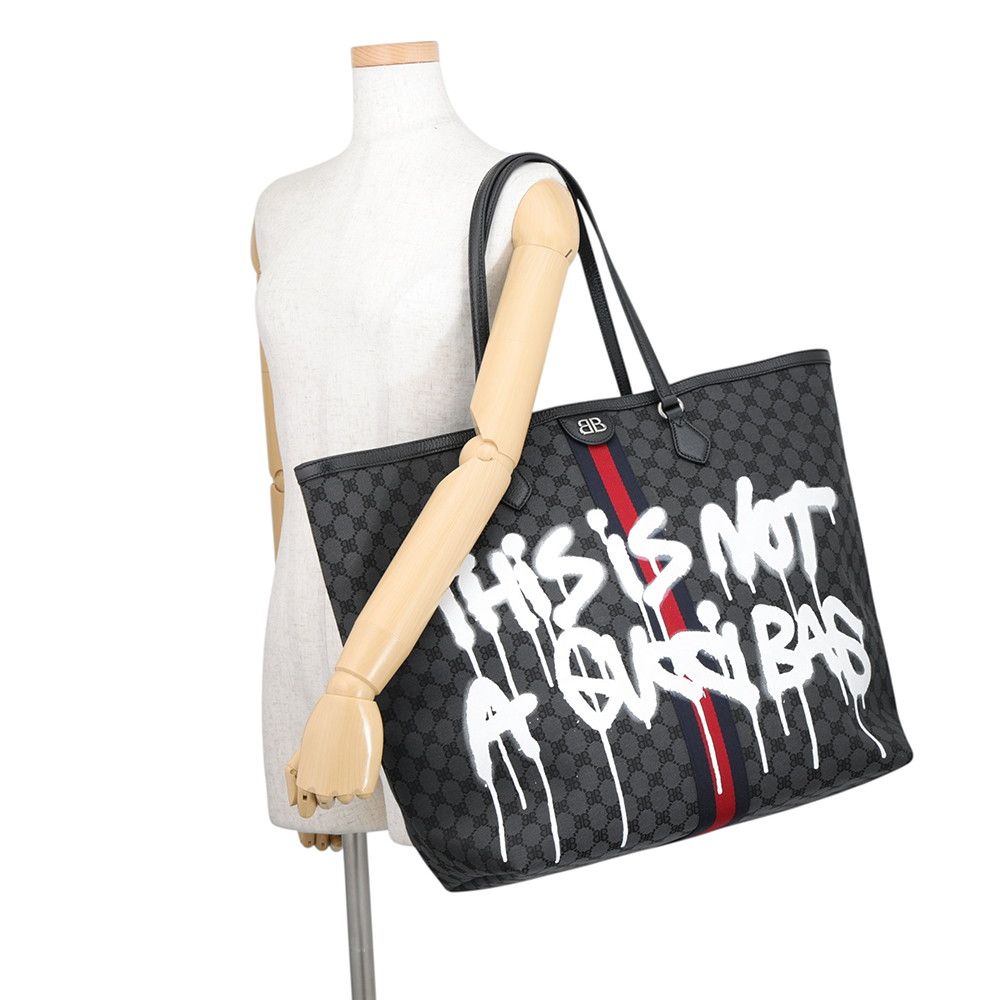 Gucci Tote Bag Collaboration the Hacker Project Graffite Large Black — view 4