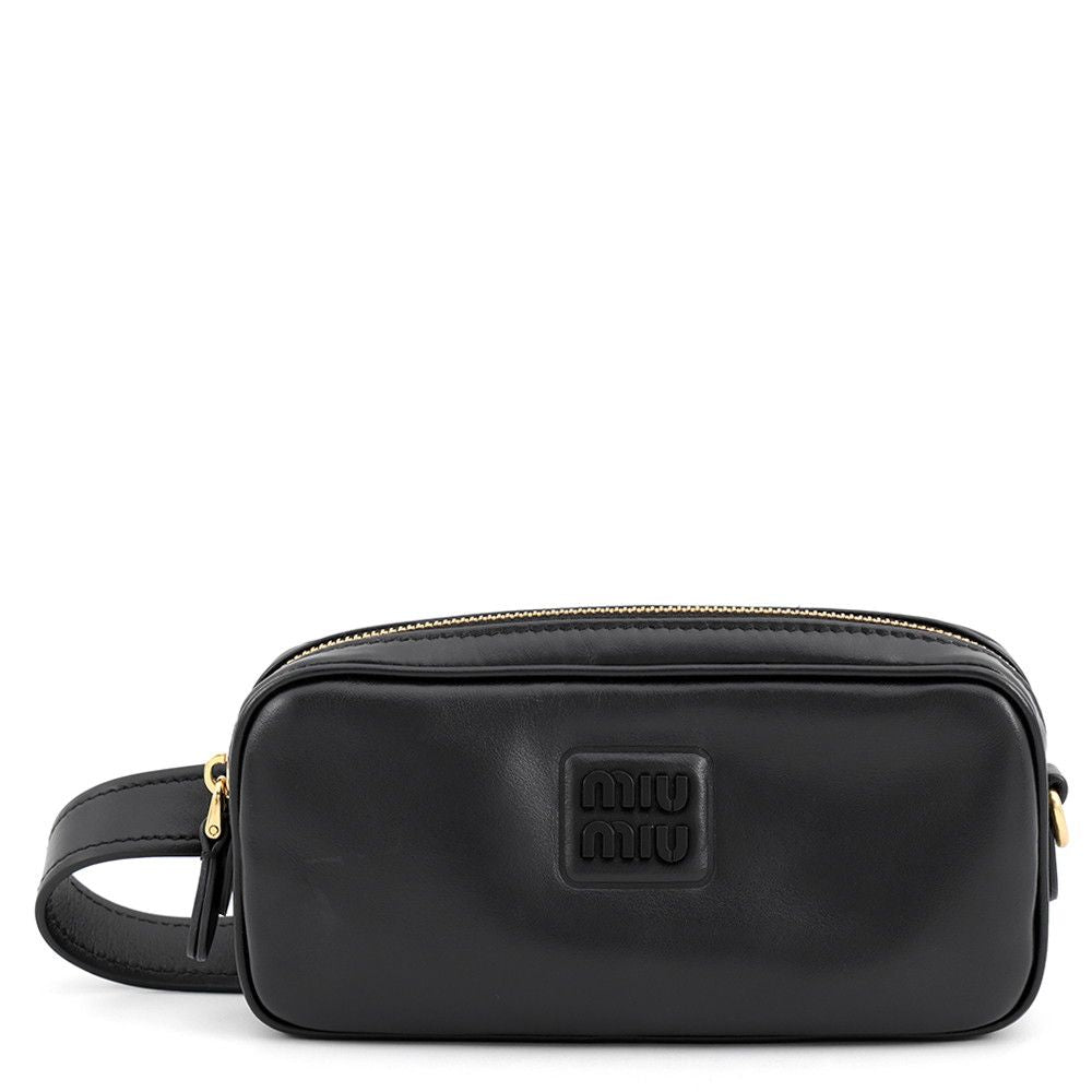 Miu Miu Waist Bag Logo Soft Calfskin Black