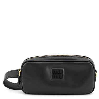 Miu Miu Waist Bag Logo Soft Calfskin Black