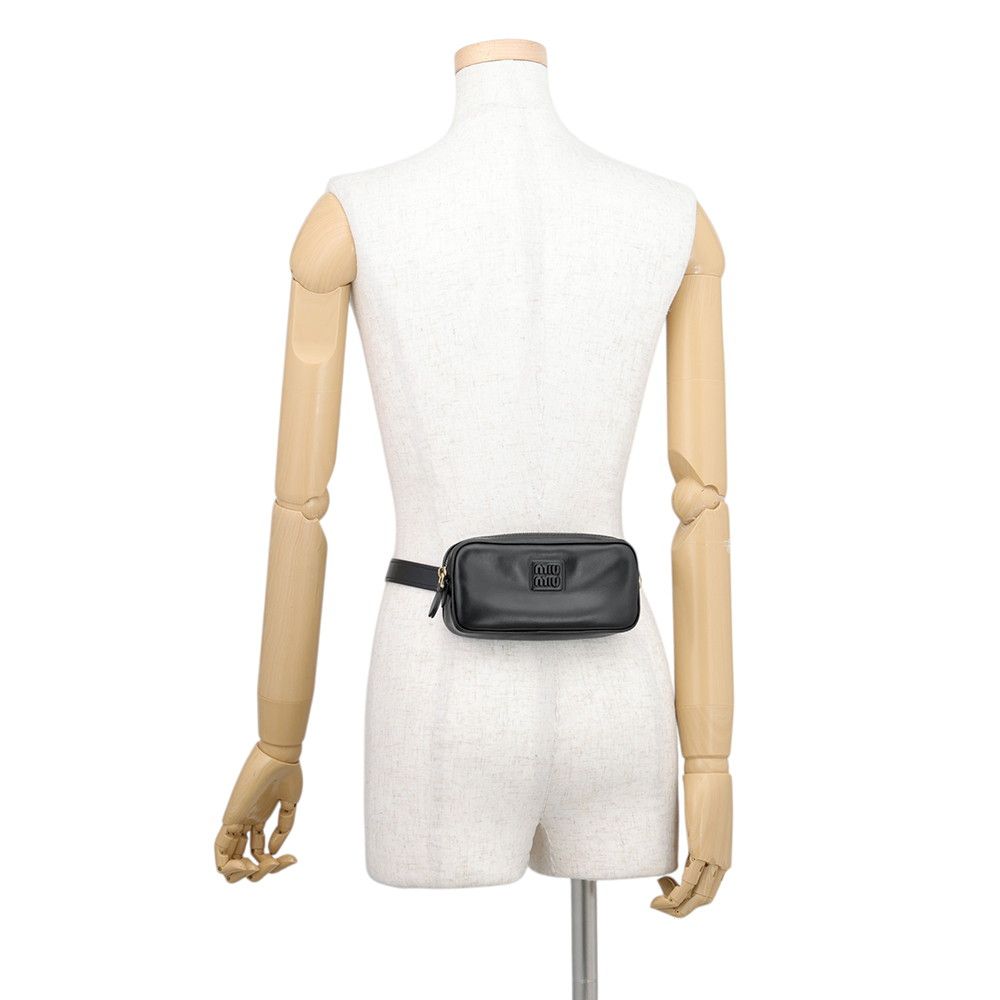 Miu Miu Waist Bag Logo Soft Calfskin Black — view 5