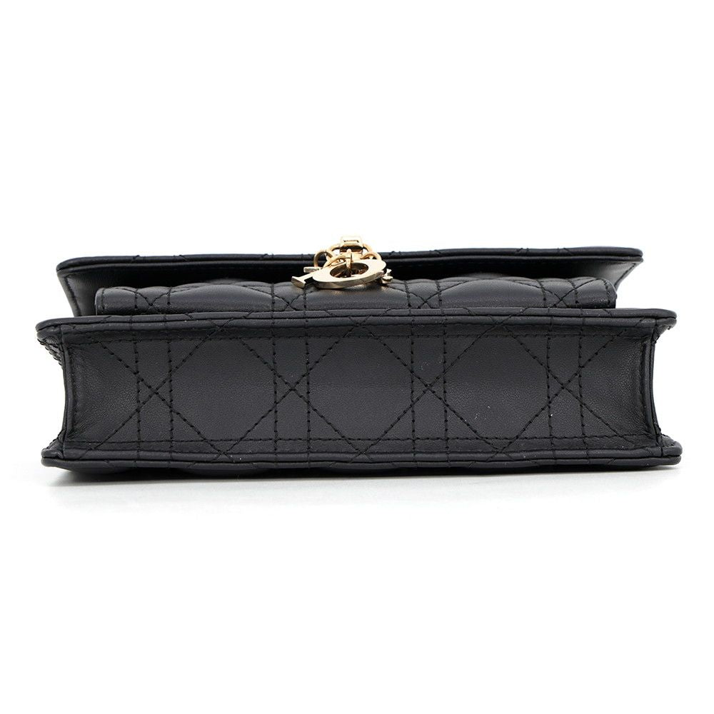 Dior Chain Shoulder Bag Cannage My Daily Pouch Lambskin Black — view 3