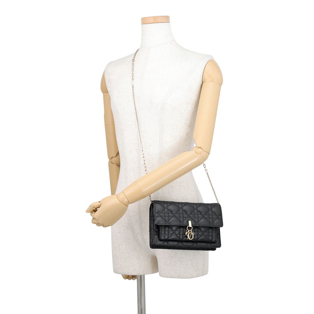 Dior Chain Shoulder Bag Cannage My Daily Pouch Lambskin Black — view 4