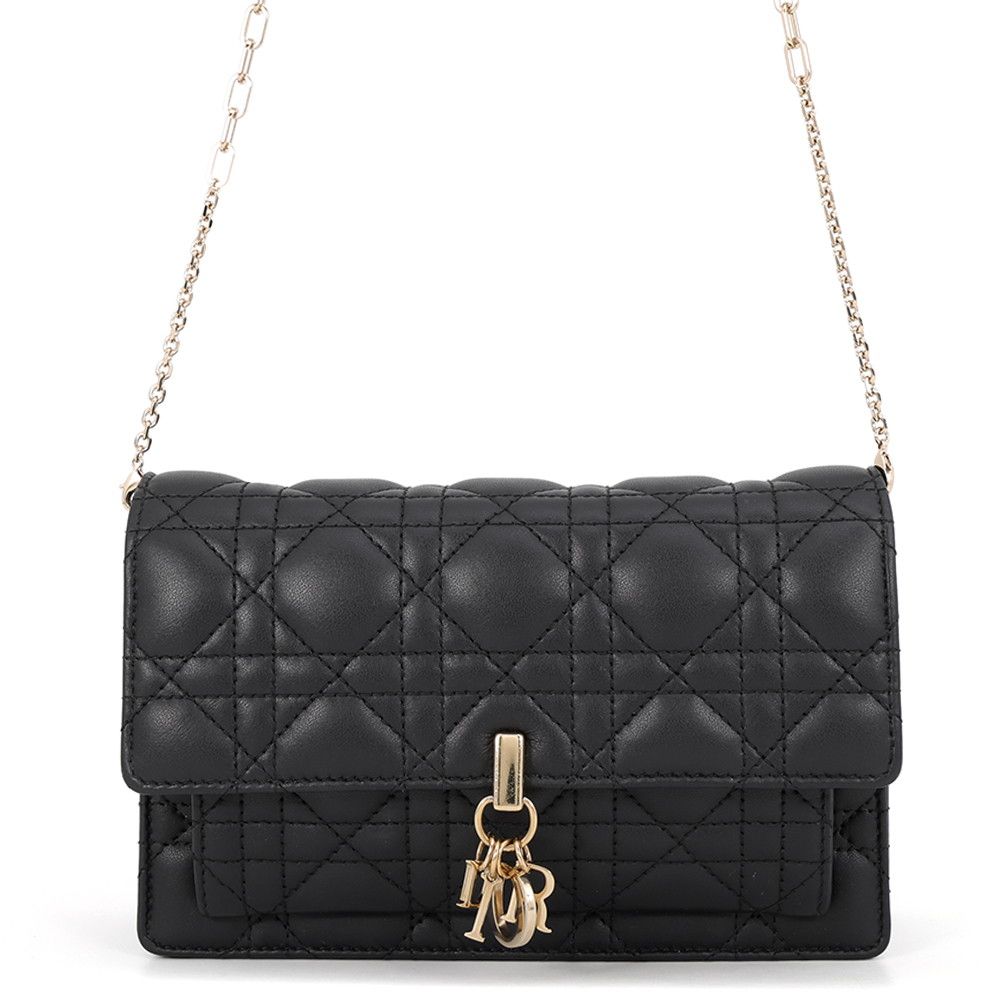 Dior Chain Shoulder Bag Cannage My Daily Pouch Lambskin Black