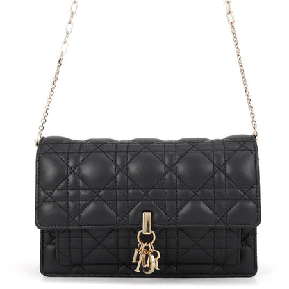 Dior Chain Shoulder Bag Cannage My Daily Pouch Lambskin Black