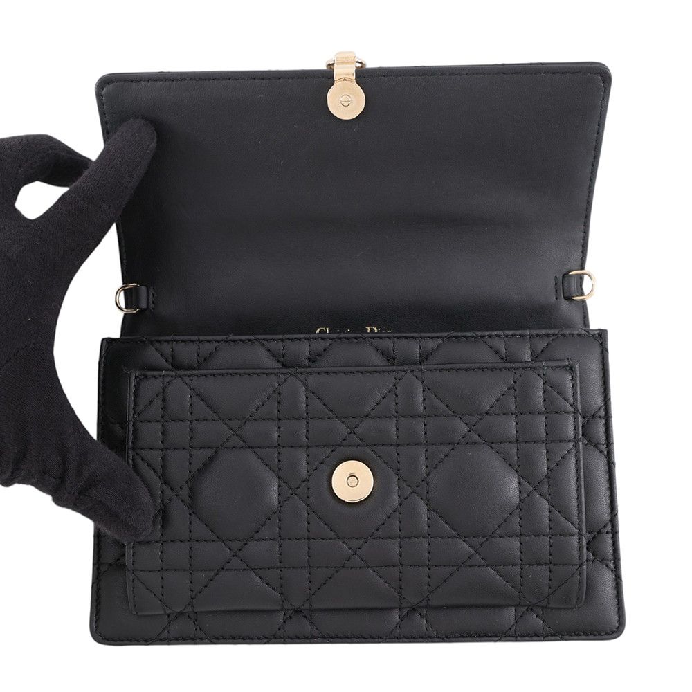 Dior Chain Shoulder Bag Cannage My Daily Pouch Lambskin Black — view 5