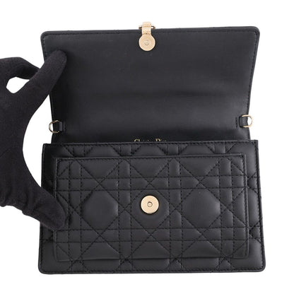 Dior Chain Shoulder Bag Cannage My Daily Pouch Lambskin Black — view 5