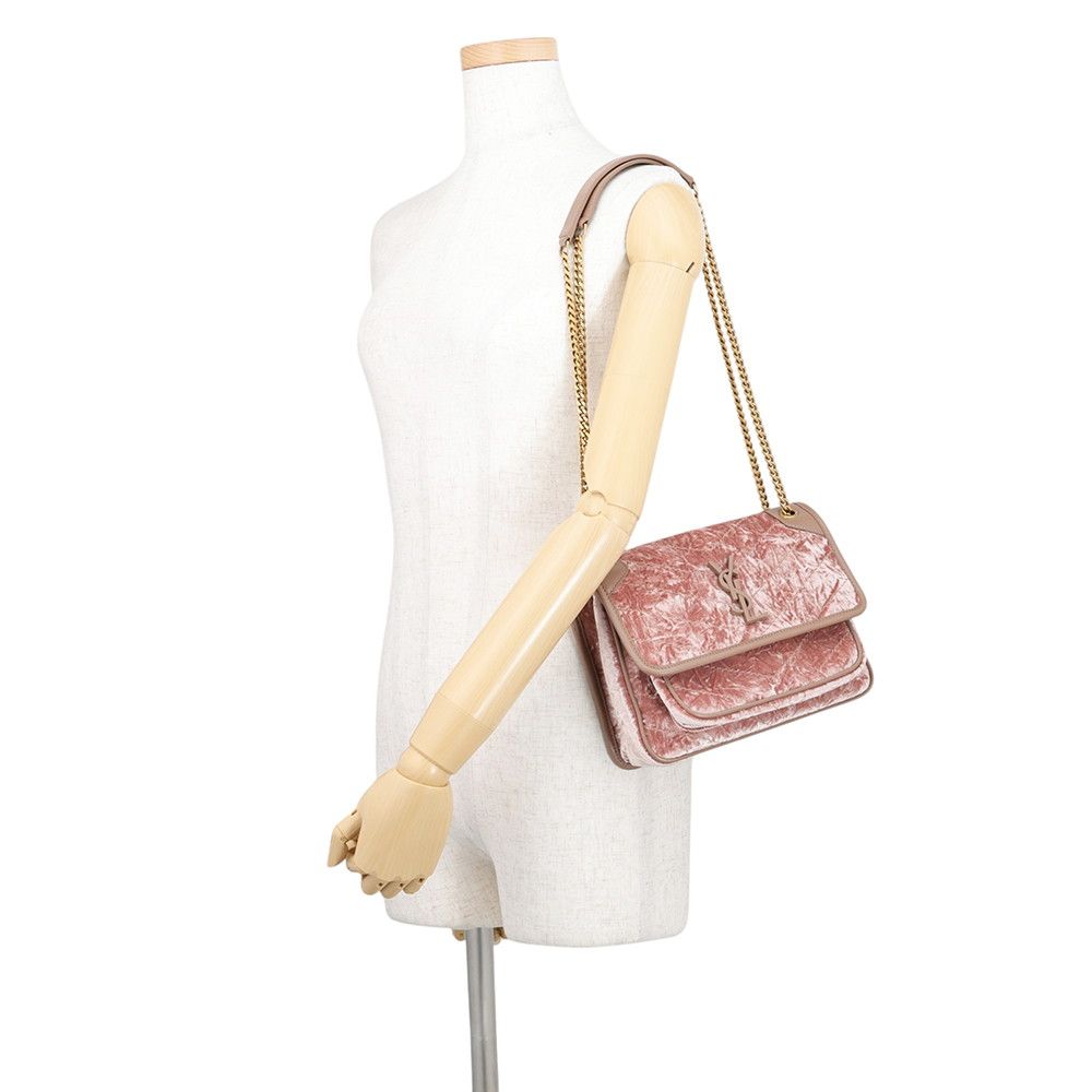 Saint Laurent Paris Chain Shoulder Bag Niki Baby Velvet Leather — view 4