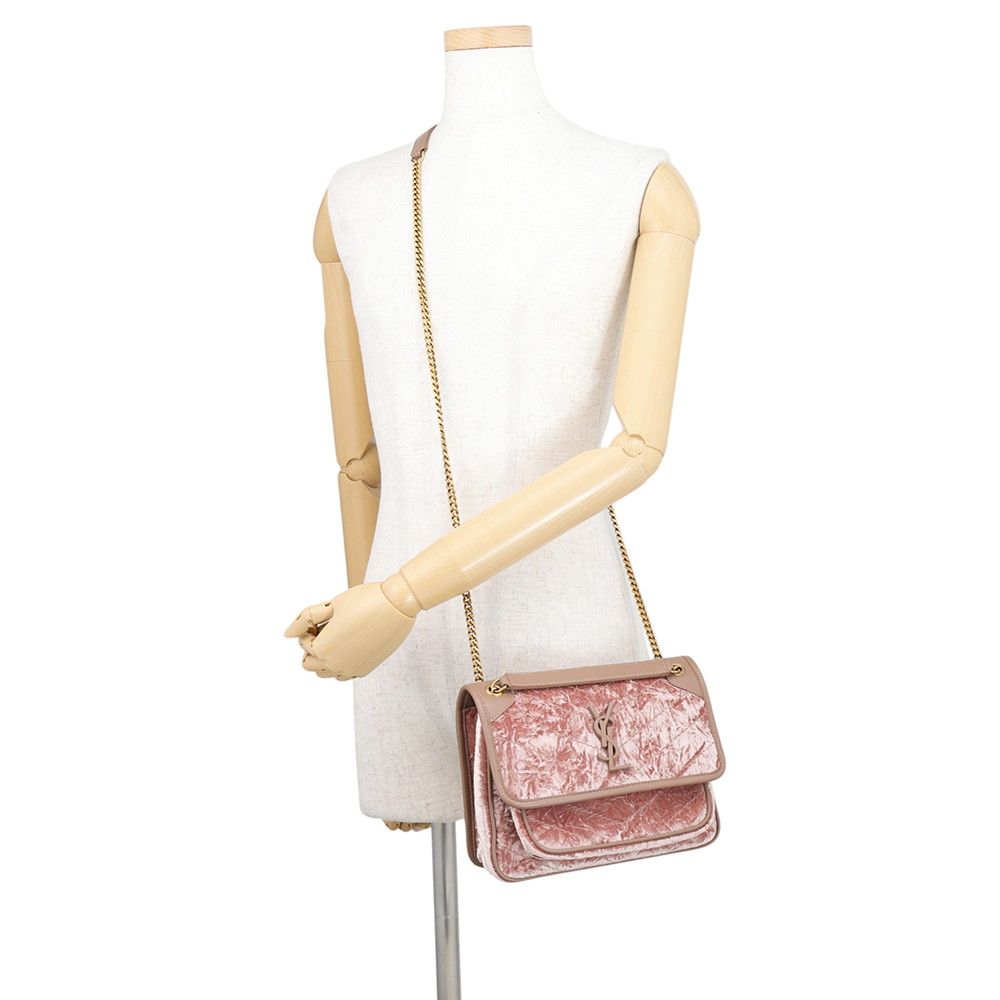 Saint Laurent Paris Chain Shoulder Bag Niki Baby Velvet Leather — view 5