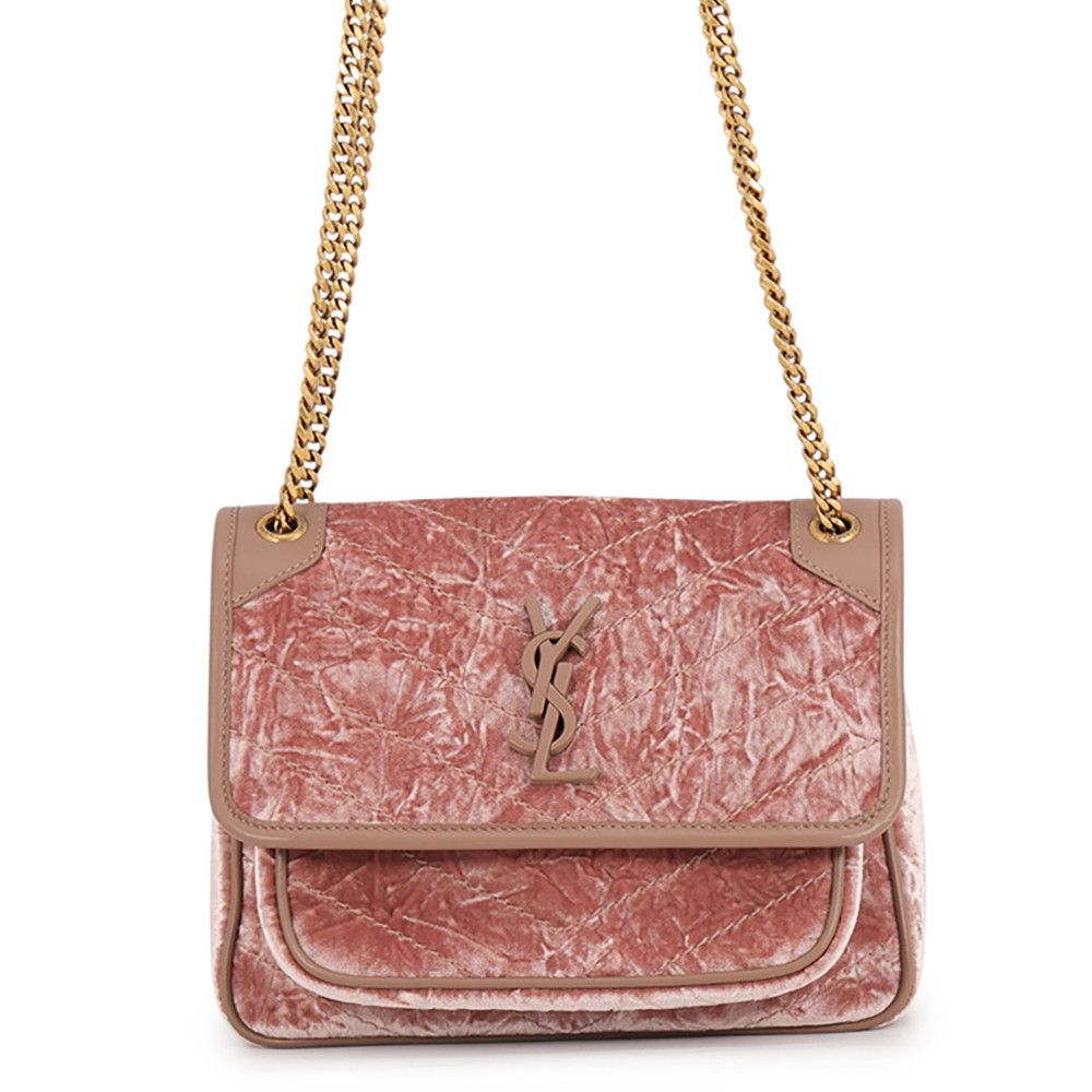 Saint Laurent Paris Chain Shoulder Bag Niki Baby Velvet Leather