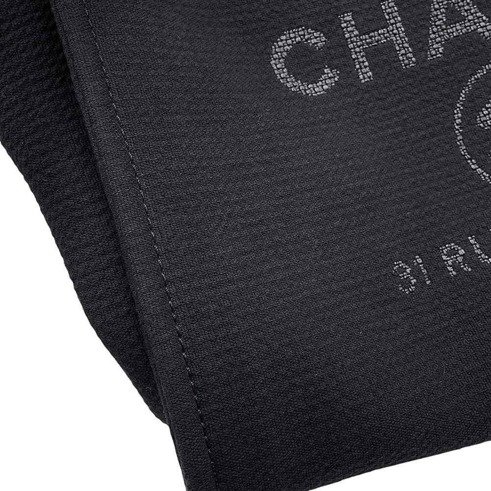 Chanel Tote Deauville Line CC Logo Canvas GM 2-Way Shoulder Bag Black — view 8