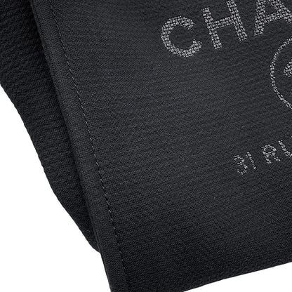 Chanel Tote Deauville Line CC Logo Canvas GM 2-Way Shoulder Bag Black — view 8