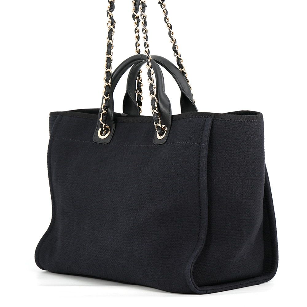 Chanel Tote Deauville Line CC Logo Canvas GM 2-Way Shoulder Bag Black — view 2