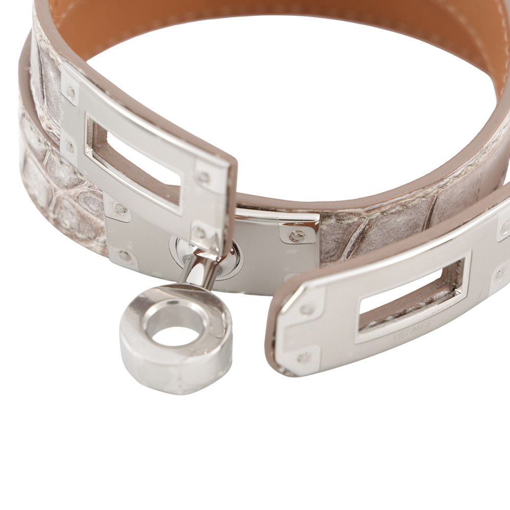 Hermes Bracelet Kelly Double Tour Himalayan Silver Niloticus Mat — view 5