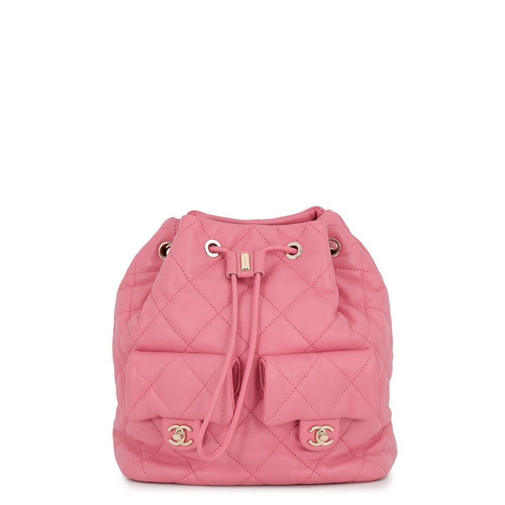 Chanel Backpack CC Logo Quilted Drawstring Double Pocket Lambskin