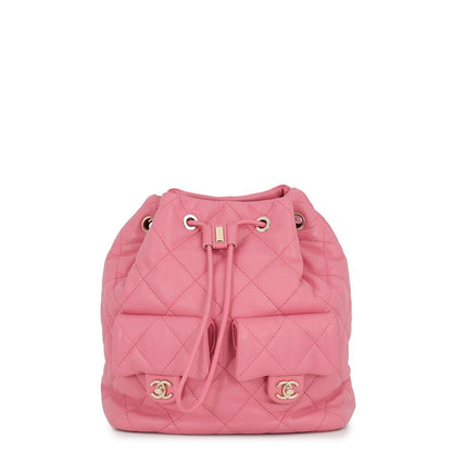 Chanel Backpack CC Logo Quilted Drawstring Double Pocket Lambskin