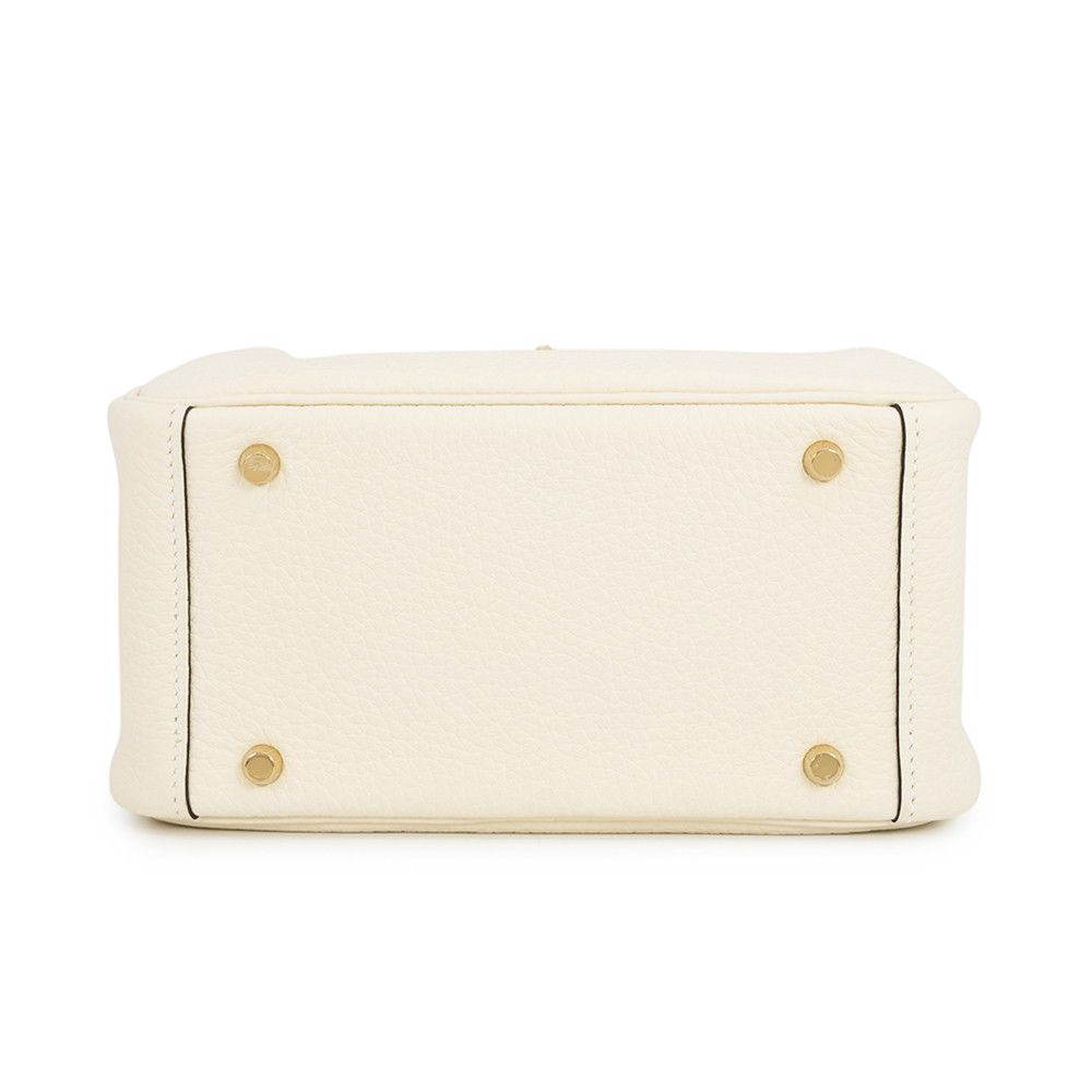 Hermes Lindy Mini Cream Chantilly Gold Taurillon Clemence 2-Way Shoulder Bag — view 3
