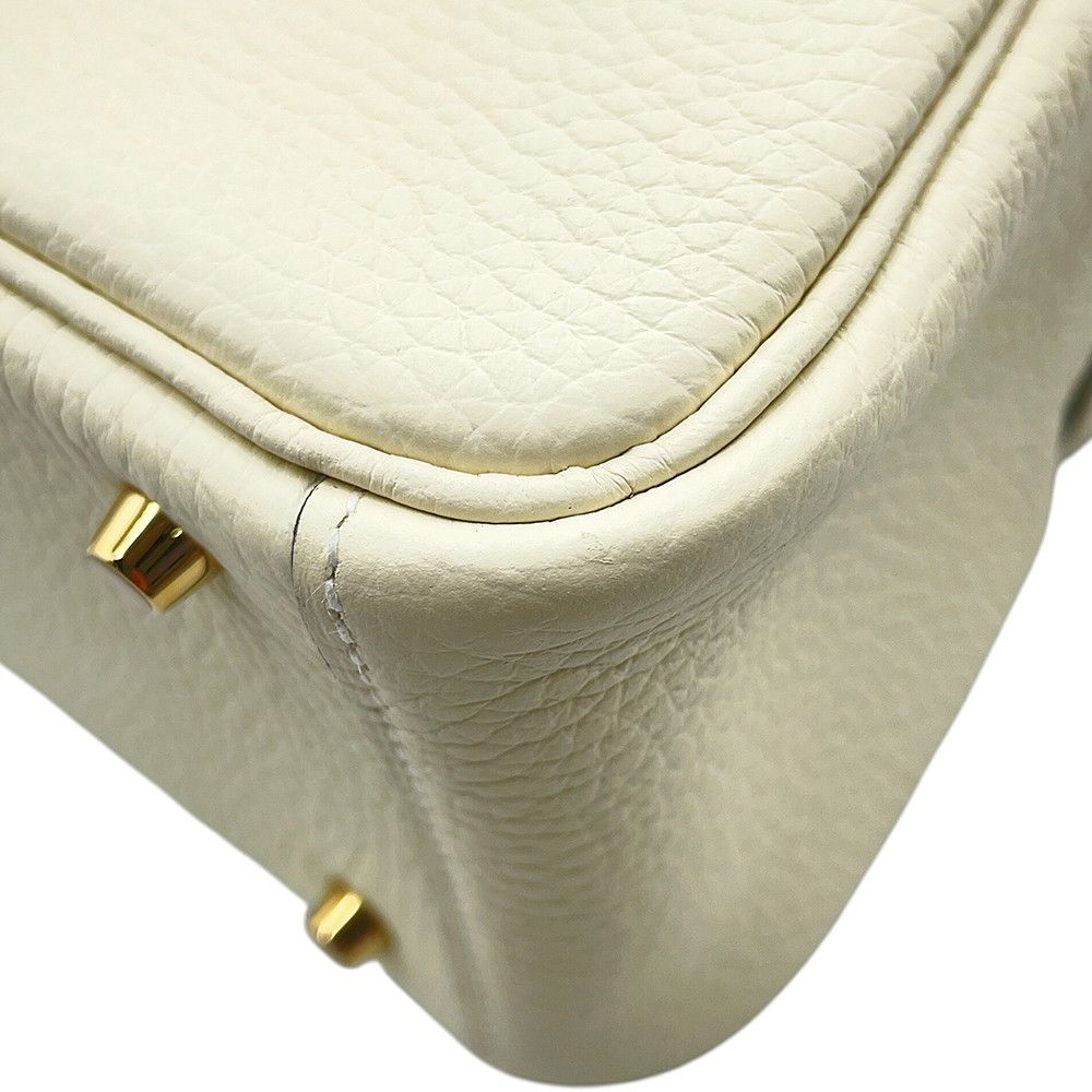 Hermes Lindy Mini Cream Chantilly Gold Taurillon Clemence 2-Way Shoulder Bag — view 7