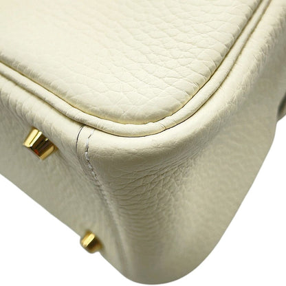 Hermes Lindy Mini Cream Chantilly Gold Taurillon Clemence 2-Way Shoulder Bag — view 7