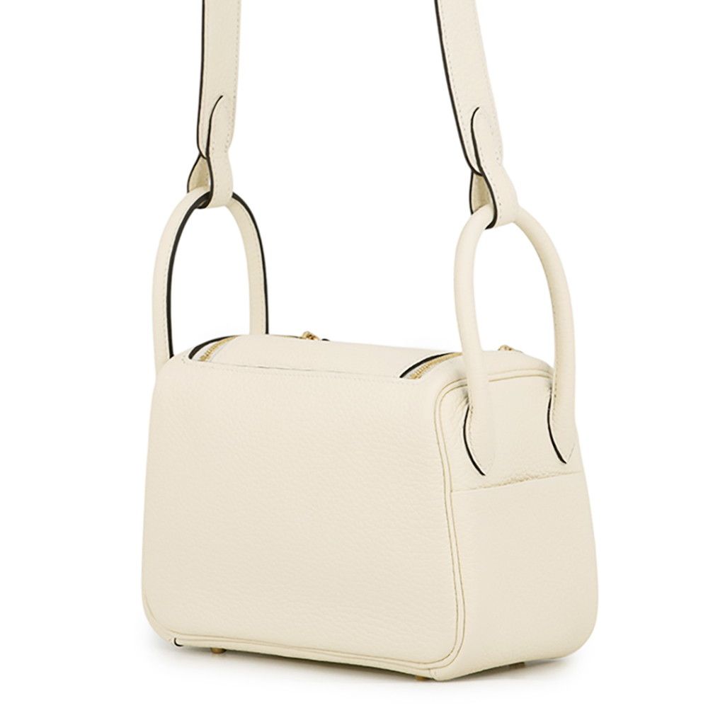 Hermes Lindy Mini Cream Chantilly Gold Taurillon Clemence 2-Way Shoulder Bag — view 2