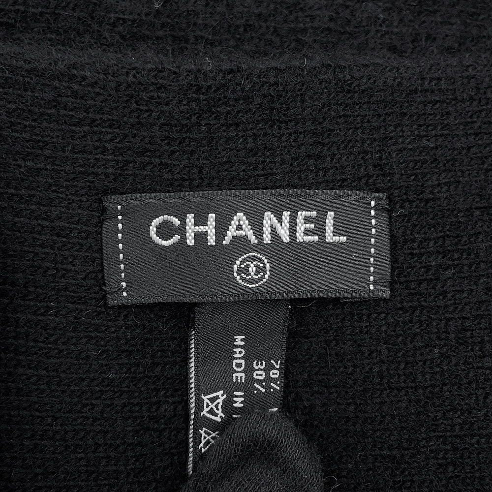 Chanel Scarf Large Logo Wool Cashmere Black — view 8