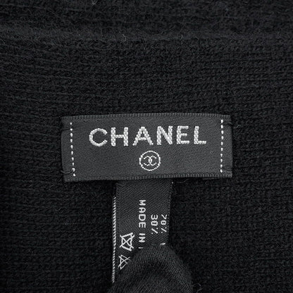 Chanel Scarf Large Logo Wool Cashmere Black — view 8