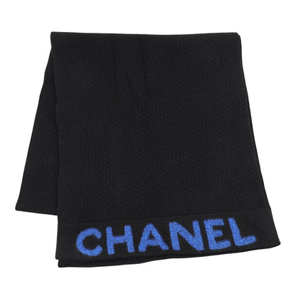 Chanel Scarf Large Logo Wool Cashmere Black