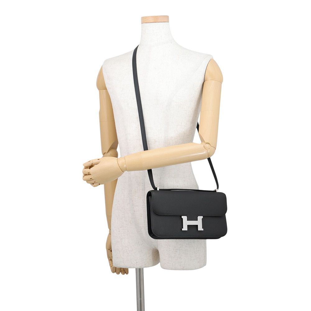 Hermes Shoulder Bag Constance Elan Miroir Black Silver Epsom — view 5